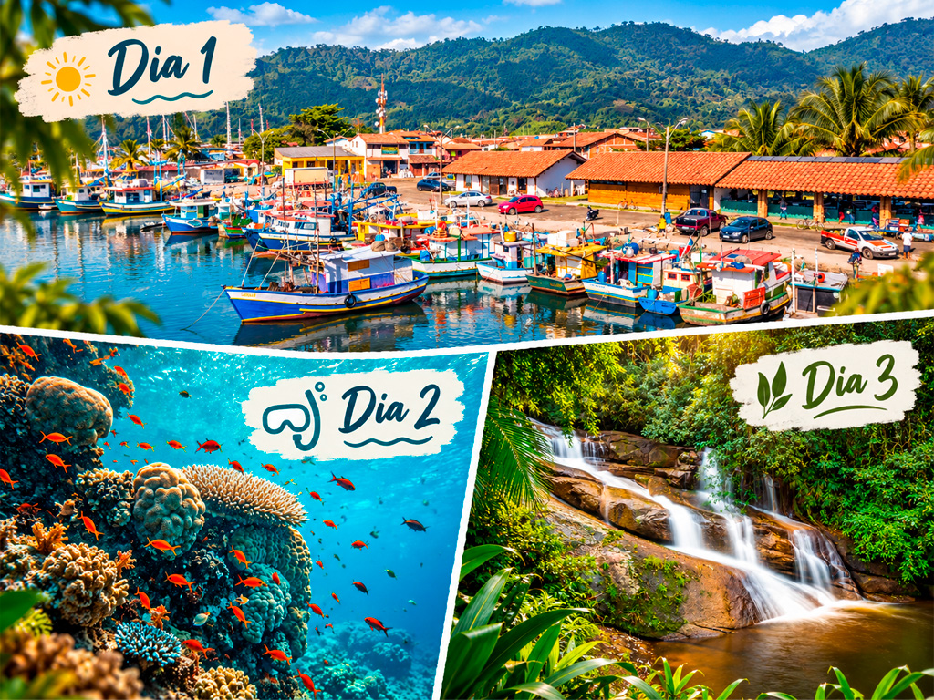 Roteiro em Paraty em três dias com porto, vida marinha e cachoeira em meio à Mata Atlântica.